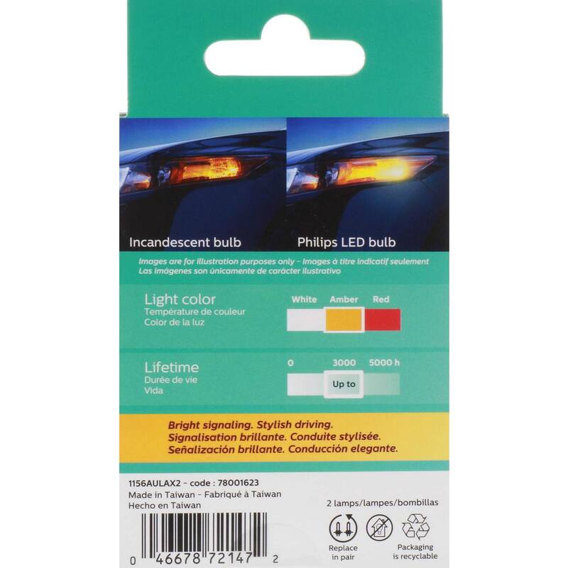 Philips Ultinon LED 1156 Amber Signaling Bulb (2-Pack) - 1156ALED