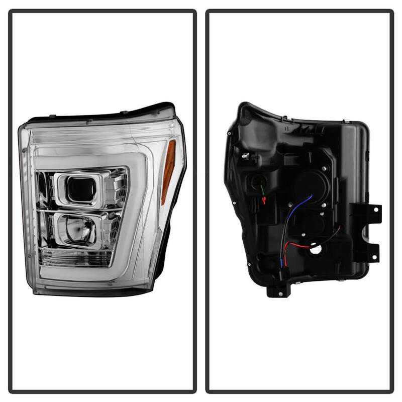 Spyder Auto Ford F-250/F-350/F450 Super Duty 11-16 Version 2 Projector Headlights - Light Bar DRL - Chrome - 5084705