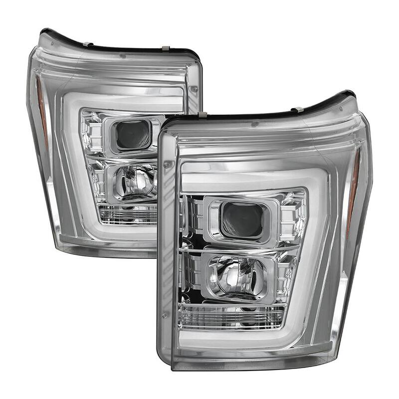 Spyder Auto Ford F-250/F-350/F450 Super Duty 11-16 Version 2 Projector Headlights - Light Bar DRL - Chrome - 5084705