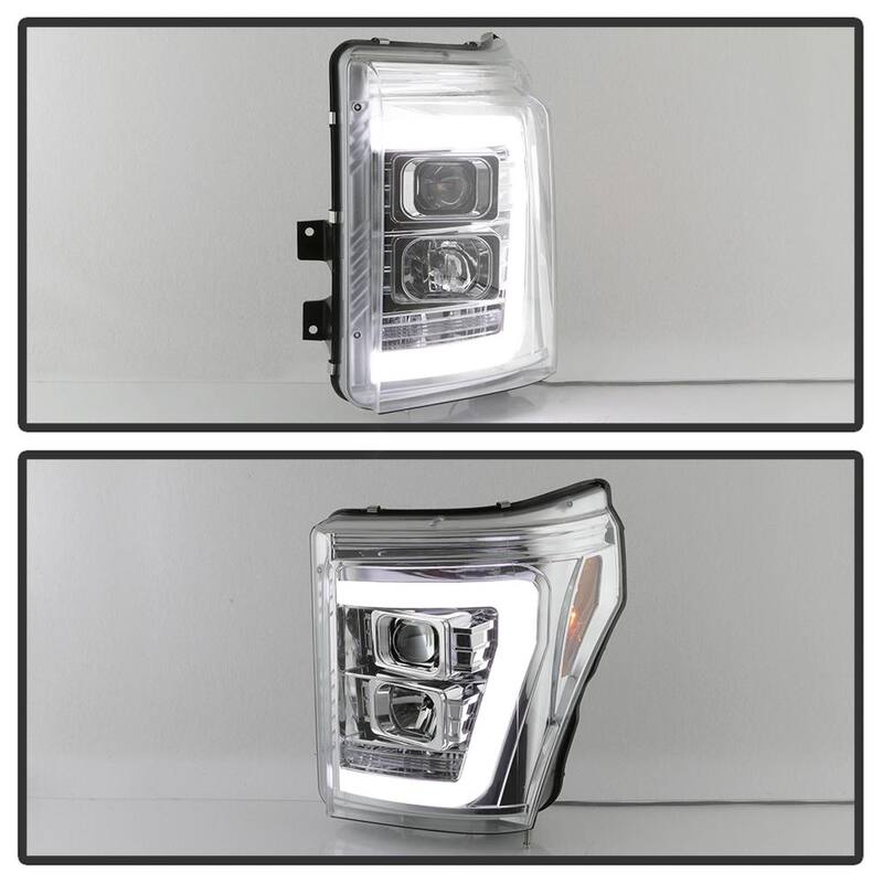 Spyder Auto Ford F-250/F-350/F450 Super Duty 11-16 Version 2 Projector Headlights - Light Bar DRL - Chrome - 5084705