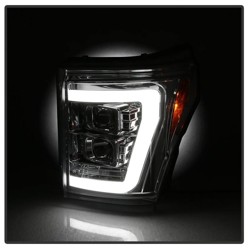 Spyder Auto Ford F-250/F-350/F450 Super Duty 11-16 Version 2 Projector Headlights - Light Bar DRL - Chrome - 5084705