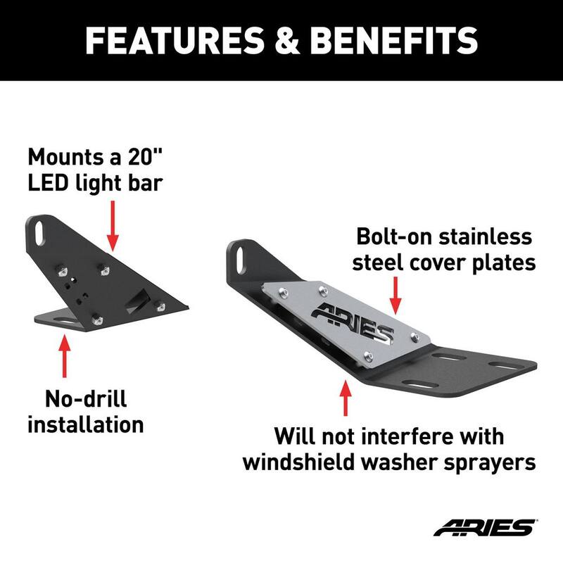 Aries Jeep TJ Hood Light Mounting Brackets - 15913