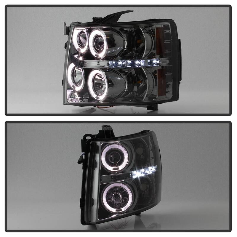Spyder Auto Chevy Silverado 1500 07-13 2500HD/3500HD 07-14 Projector Headlights - LED Halo - LED ( Replaceable LEDs ) - Smoke - 5009517