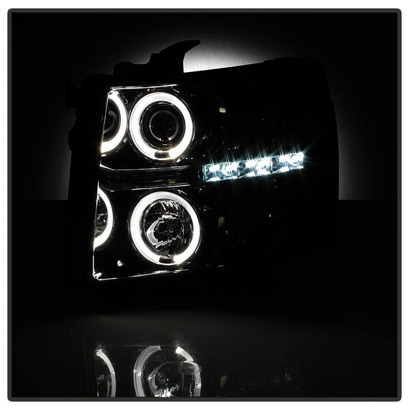 Spyder Auto Chevy Silverado 1500 07-13 2500HD/3500HD 07-14 Projector Headlights - LED Halo - LED ( Replaceable LEDs ) - Smoke - 5009517