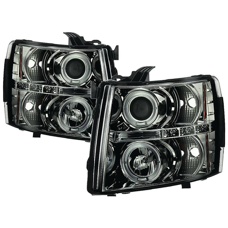 Spyder Auto Chevy Silverado 1500 07-13 2500HD/3500HD 07-14 Projector Headlights - LED Halo - LED ( Replaceable LEDs ) - Smoke - 5009517