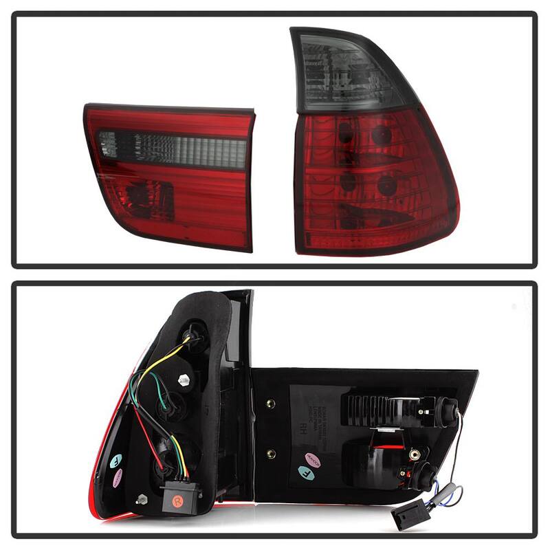 Spyder Auto BMW E53 X5 00-06 4PCS Euro Style Tail Lights- Red Smoke - 5000842