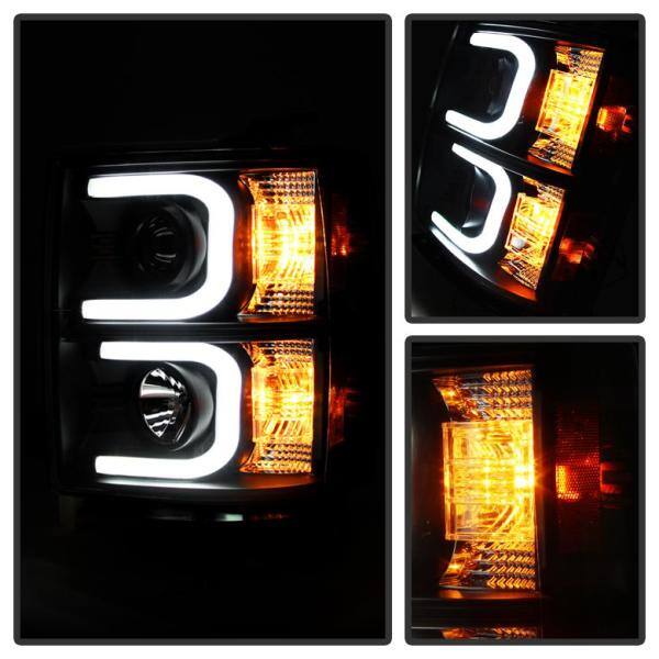 Spyder Auto Chevy Silverado 1500 14-15 Projector Headlights - Light Bar DRL - Black - High H1 (Included) - Low H7 (Included) - 5079473