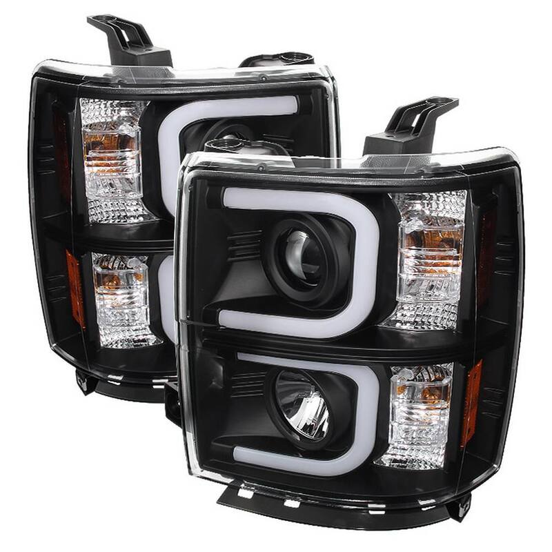 Spyder Auto Chevy Silverado 1500 14-15 Projector Headlights - Light Bar DRL - Black - High H1 (Included) - Low H7 (Included) - 5079473