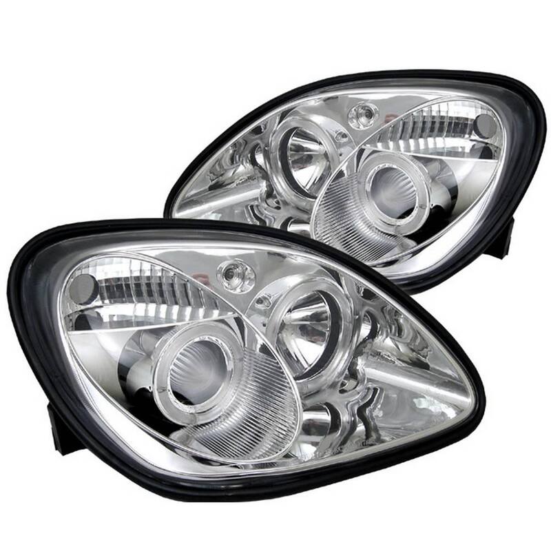 Spyder Auto Mercedes Benz SLK 98-04 1PC Projector Headlights - Halogen Model Only - LED Halo - Chrome - 5011206