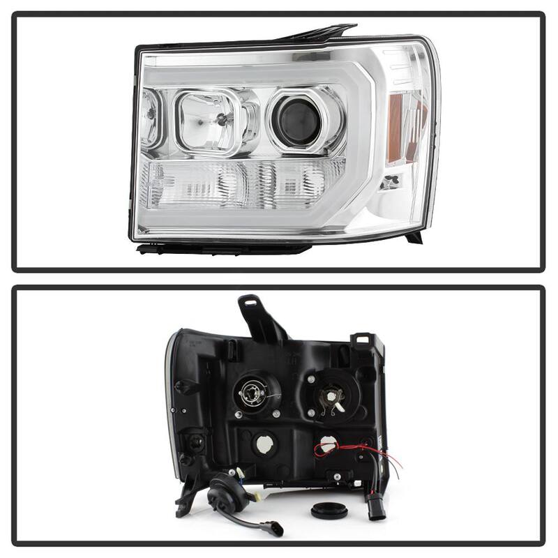 Spyder Auto GMC Sierra 1500/2500/3500 07-13 Projector Headlights - Light Bar DRL LED - Chrome - 5083647