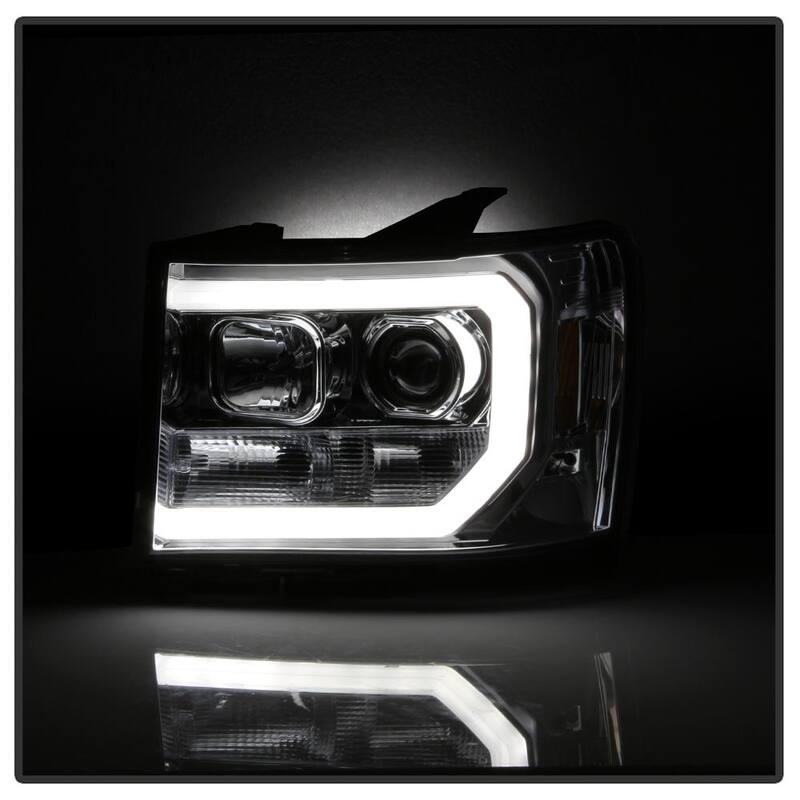 Spyder Auto GMC Sierra 1500/2500/3500 07-13 Projector Headlights - Light Bar DRL LED - Chrome - 5083647