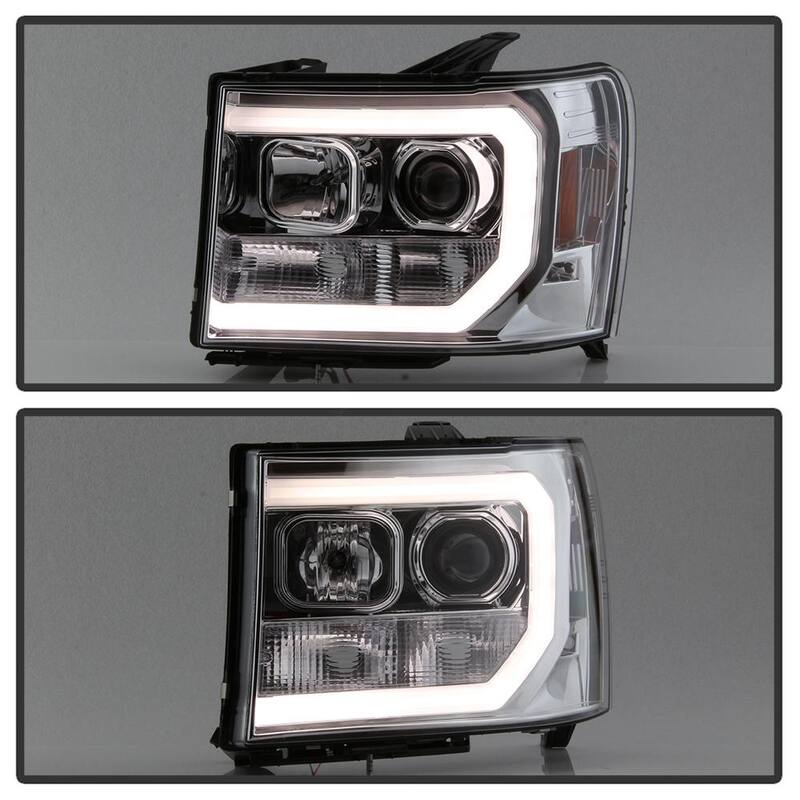 Spyder Auto GMC Sierra 1500/2500/3500 07-13 Projector Headlights - Light Bar DRL LED - Chrome - 5083647