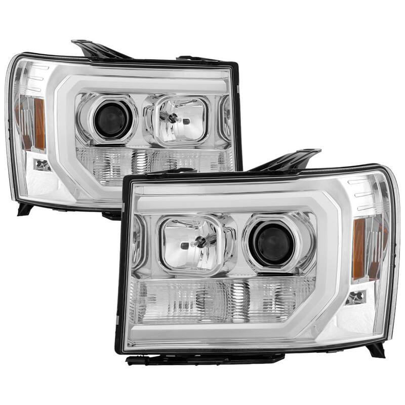 Spyder Auto GMC Sierra 1500/2500/3500 07-13 Projector Headlights - Light Bar DRL LED - Chrome - 5083647