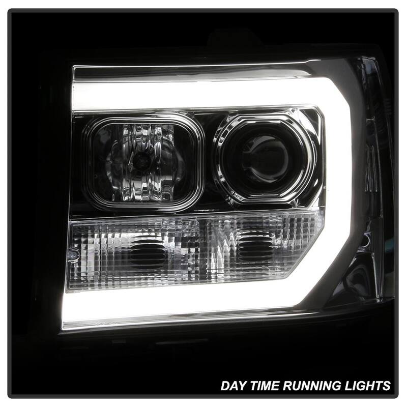 Spyder Auto GMC Sierra 1500/2500/3500 07-13 Projector Headlights - Light Bar DRL LED - Chrome - 5083647