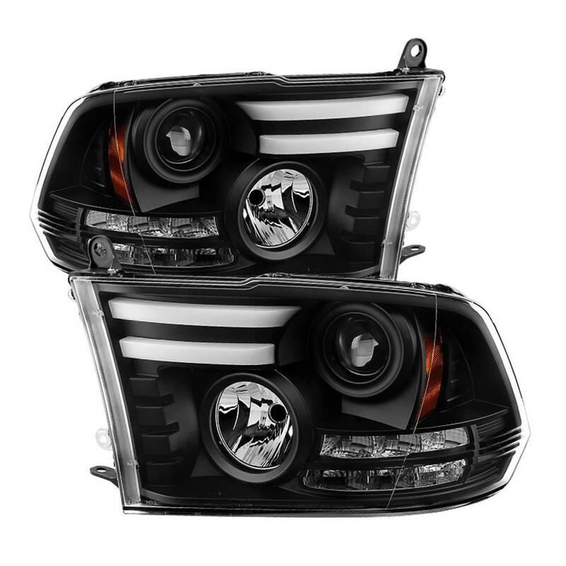 Spyder Auto Dodge Ram 1500 09-16 / Ram 2500/3500 10-16 Projector Headlights - Halogen Model Only - Light Bar DRL - Black - 5081001