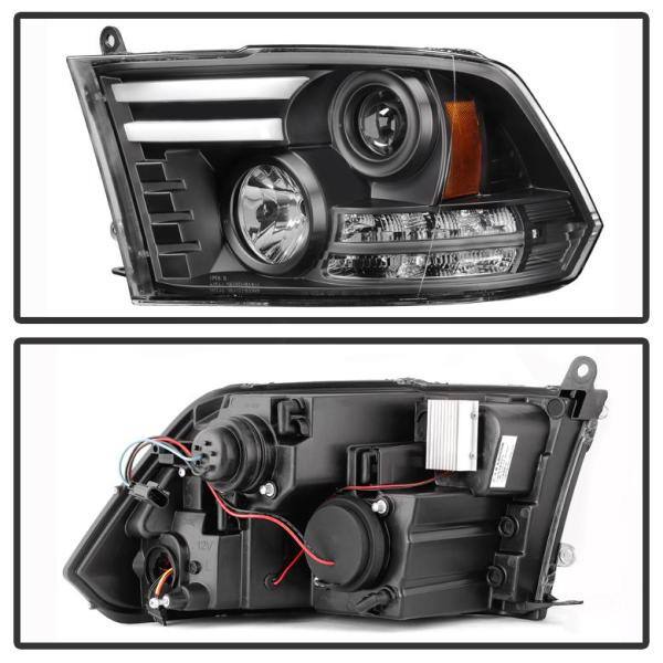 Spyder Auto Dodge Ram 1500 09-16 / Ram 2500/3500 10-16 Projector Headlights - Halogen Model Only - Light Bar DRL - Black - 5081001