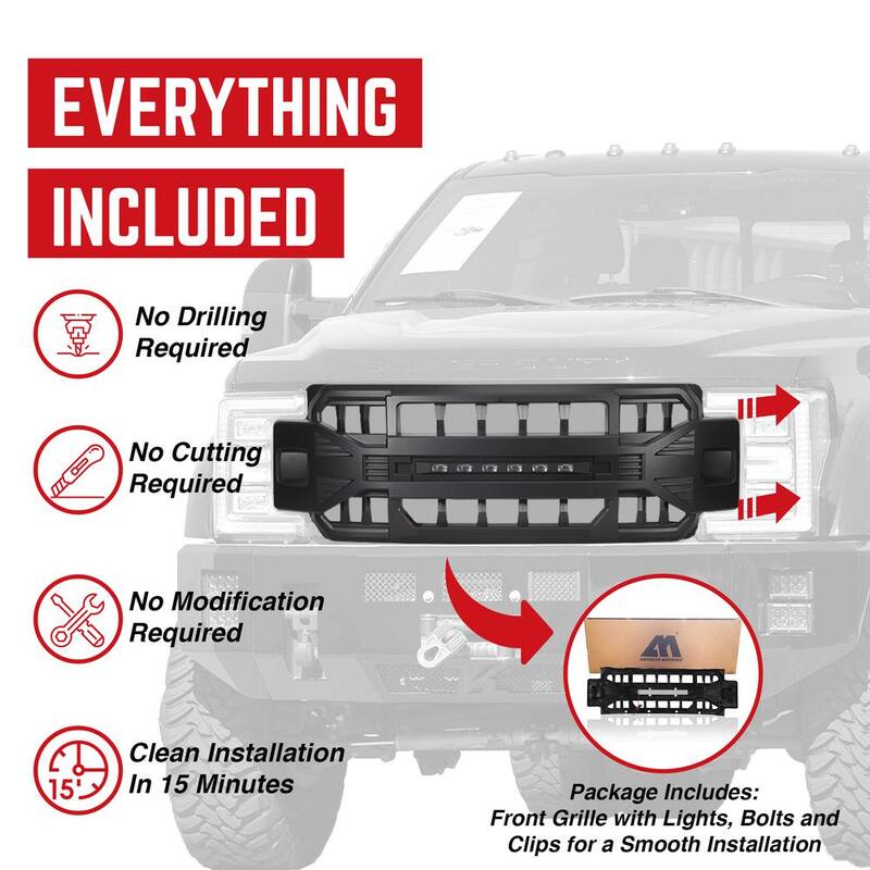 AMERICAN MODIFIED Armor Front Grille for 2017 to 2019 Ford F250/350 - AMFMFA00121