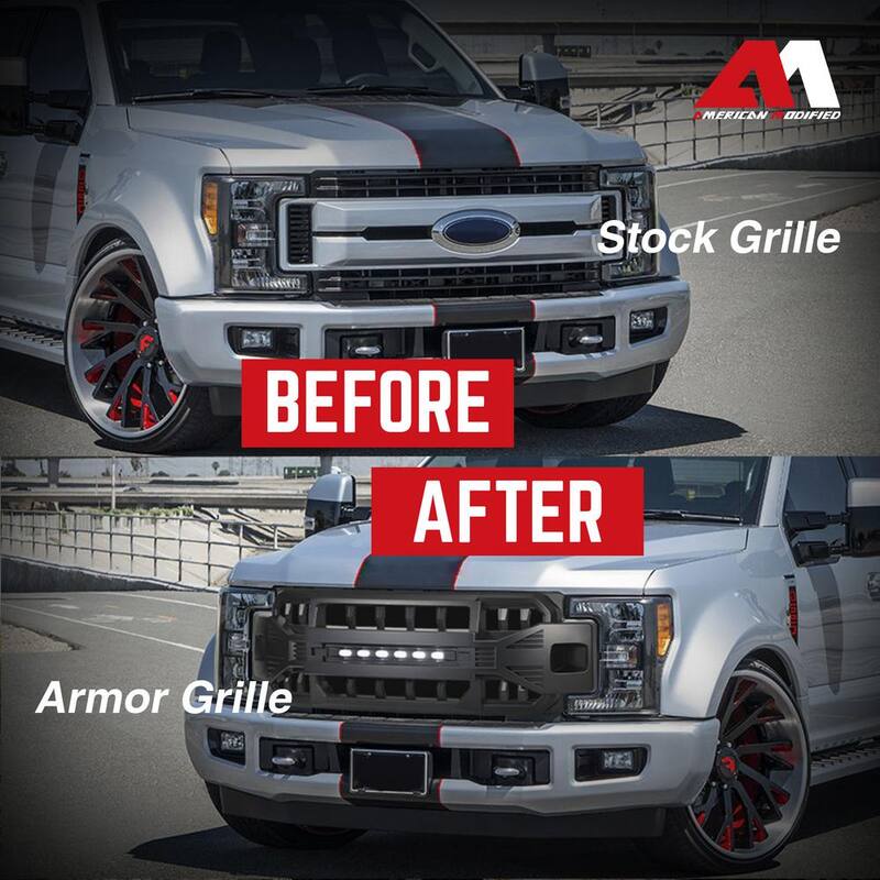 AMERICAN MODIFIED Armor Front Grille for 2017 to 2019 Ford F250/350 - AMFMFA00121
