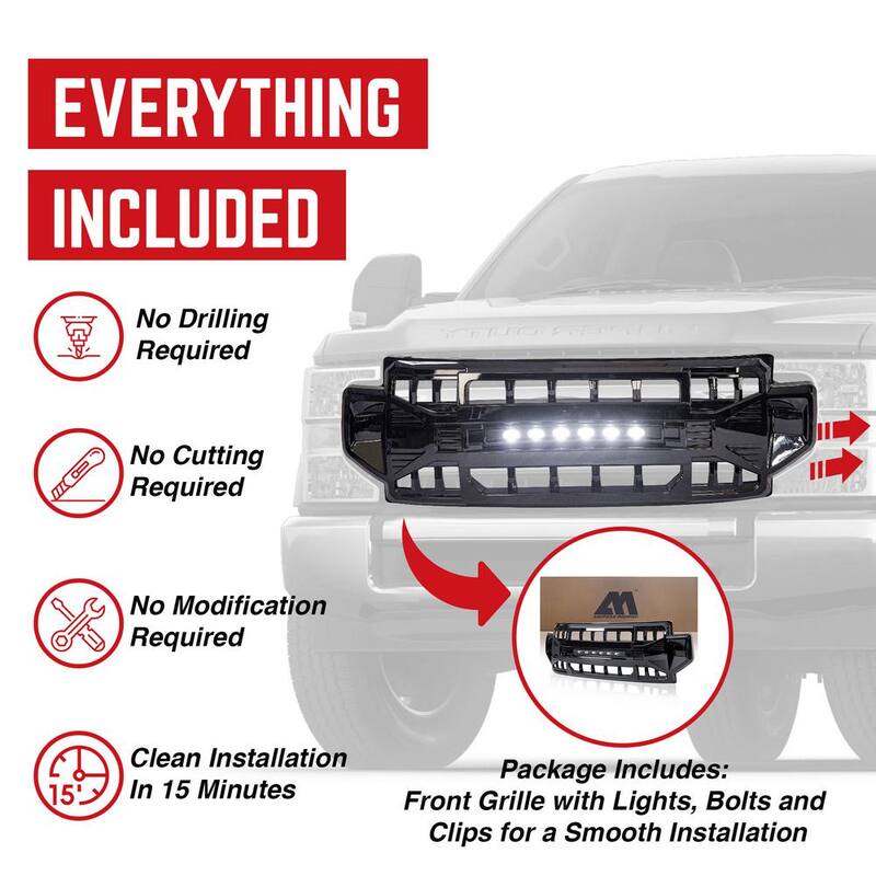 AMERICAN MODIFIED Armor Grille Compatible with 2020-2022 Ford F250/F350 - AMFMFA00120