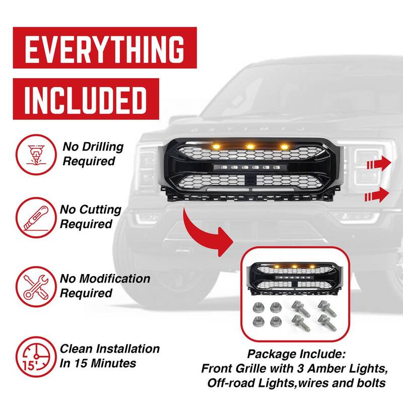 AMERICAN MODIFIED Armor Grille Compatible with 2021-2023 Ford F150 - AMFMAA00141