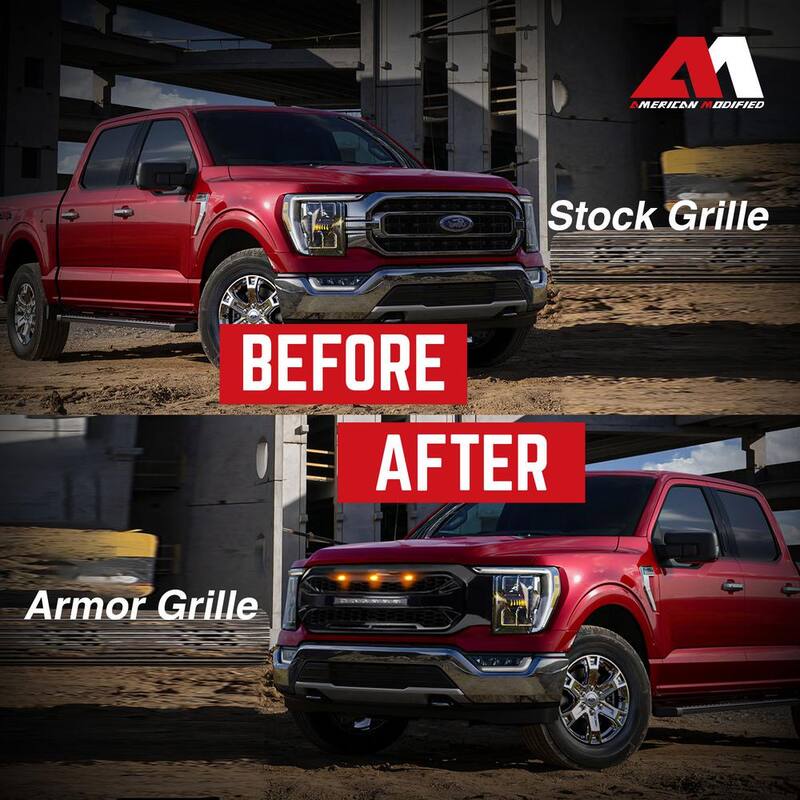 AMERICAN MODIFIED Armor Grille Compatible with 2021-2023 Ford F150 - AMFMAA00141