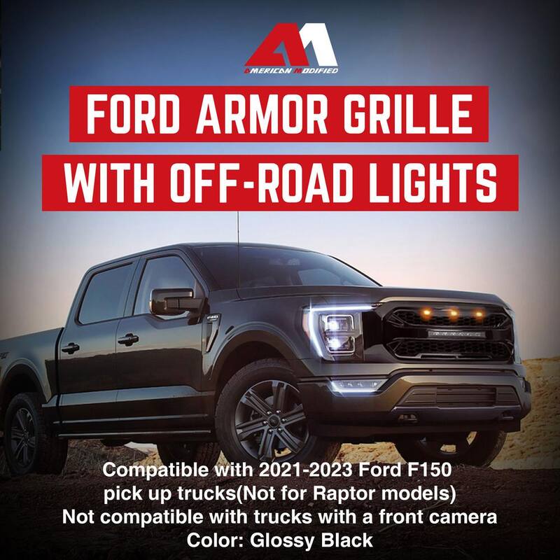 AMERICAN MODIFIED Armor Grille Compatible with 2021-2023 Ford F150 - AMFMAA00141