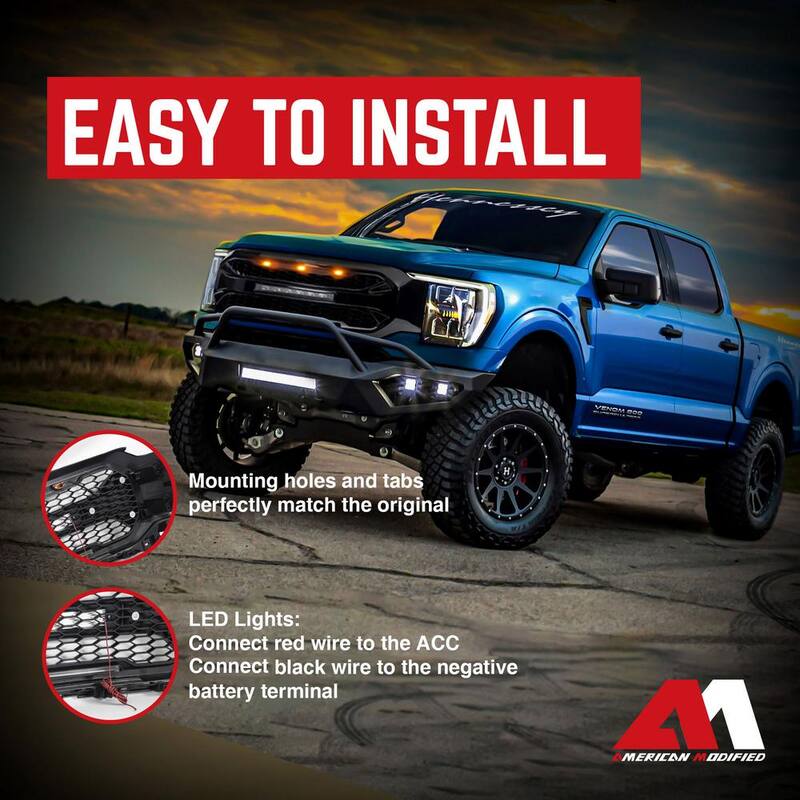 AMERICAN MODIFIED Armor Grille Compatible with 2021-2023 Ford F150 - AMFMAA00141