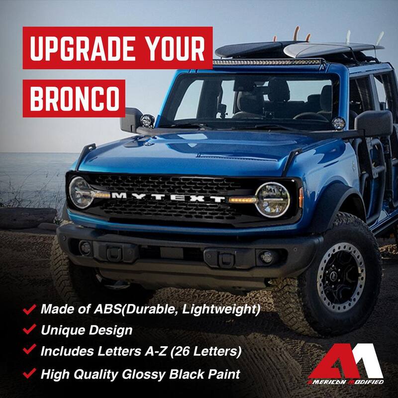 AMERICAN MODIFIED Armor Grille w/DIY Letters for 21-23 Ford Bronco - AMFMEA00111