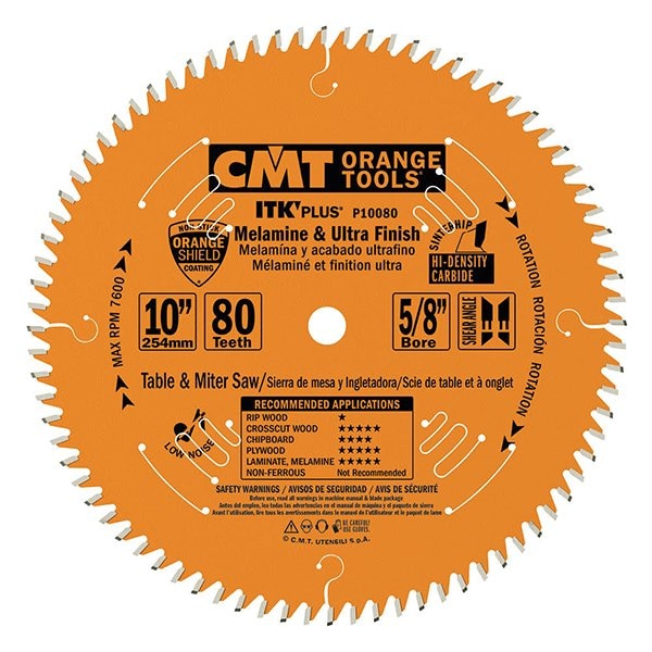 Cmt 1" Bore ITK Melamine & Ultra Finish Saw Blade, 12" x 96 Teeth - P12096