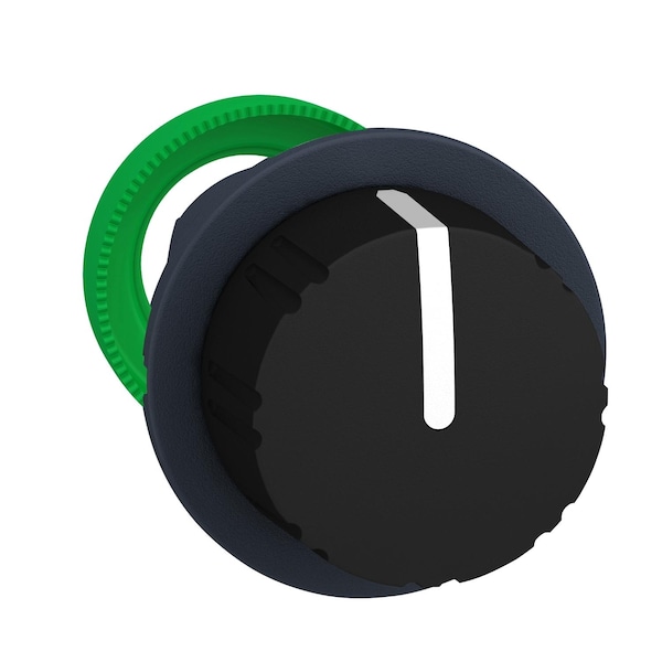 Schneider Electric Cabezal para selector de interruptor, Harmony XB5, botón giratorio acanalado negro montado a ras de 3 posiciones con retorno al centro - ZB5FD59