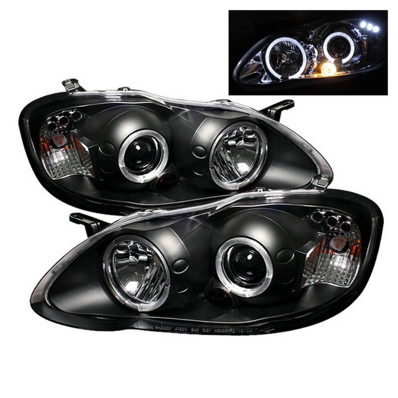 Spyder Auto Toyota Corolla 03-08 Projector Headlights - LED Halo- LED ( Replaceable LEDs ) - Black - 5011787