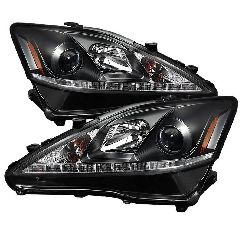 Spyder Auto Lexus IS 250/350 2006-2010 Projector Headlights - DRL - Black - 5080059