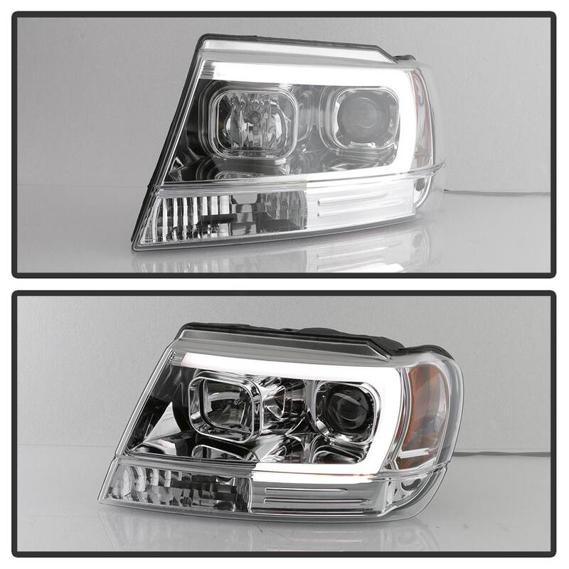 Spyder Auto Jeep Grand Cherokee 99-04 Version 2 Light Bar Projector Headlights - Chrome - 5085214