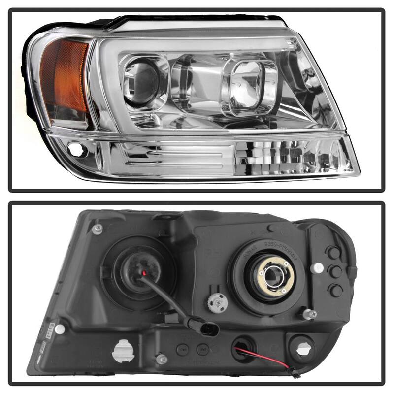 Spyder Auto Jeep Grand Cherokee 99-04 Version 2 Light Bar Projector Headlights - Chrome - 5085214