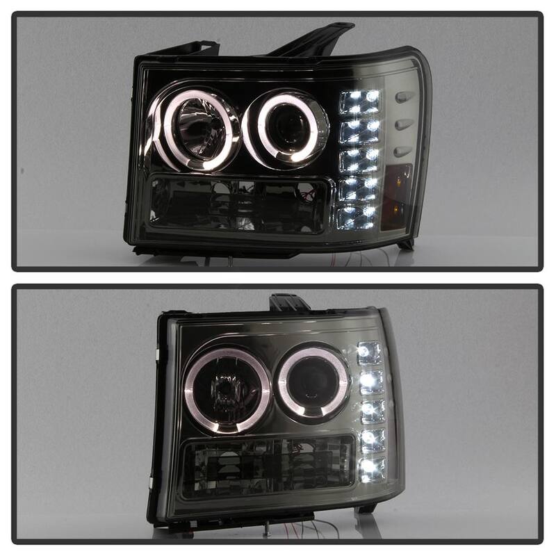 Spyder Auto GMC Sierra 1500/2500/3500 07-13 / GMC Sierra Denali 08-13 Projector Headlights - LED Halo - Smoke - 5010629