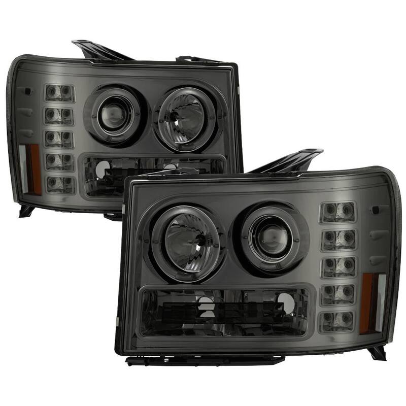 Spyder Auto GMC Sierra 1500/2500/3500 07-13 / GMC Sierra Denali 08-13 Projector Headlights - LED Halo - Smoke - 5010629