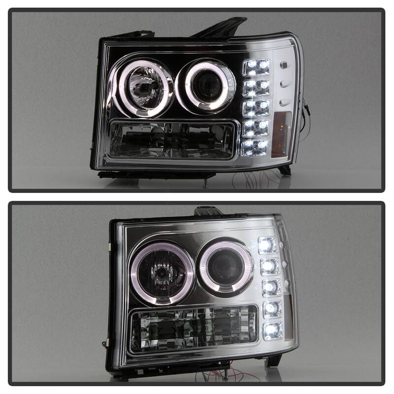 Spyder Auto GMC Sierra 1500/2500/3500 07-13 / GMC Sierra Denali 08-13 Projector Headlights - LED Halo - Chrome - 5010612