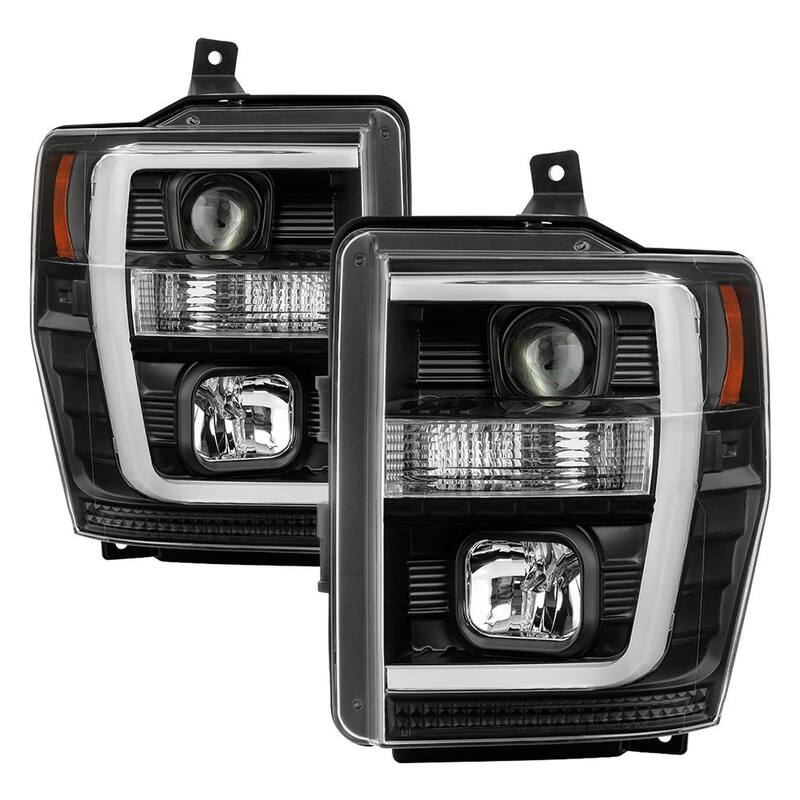 Spyder Auto Ford F250/350/450 Super Duty 08-10 Version 2 Projector Headlights - Light Bar DRL - Black - 5084477