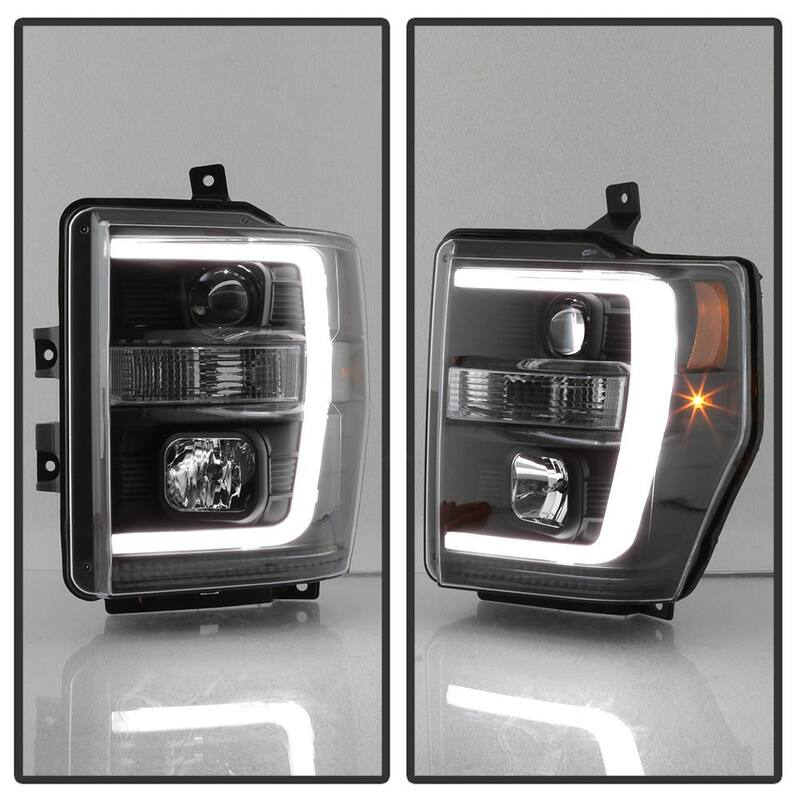 Spyder Auto Ford F250/350/450 Super Duty 08-10 Version 2 Projector Headlights - Light Bar DRL - Black - 5084477