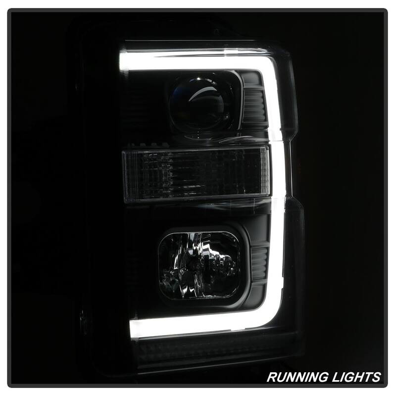 Spyder Auto Ford F250/350/450 Super Duty 08-10 Version 2 Projector Headlights - Light Bar DRL - Black - 5084477