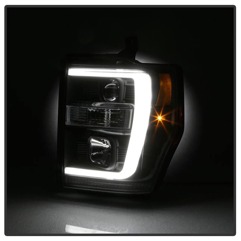 Spyder Auto Ford F250/350/450 Super Duty 08-10 Version 2 Projector Headlights - Light Bar DRL - Black - 5084477