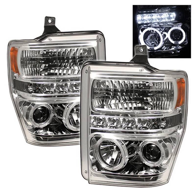 Spyder Auto Ford F250/350/450 Super Duty 08-10 Projector Headlights - LED Halo - LED ( Replaceable LEDs ) - Chrome - 5010582