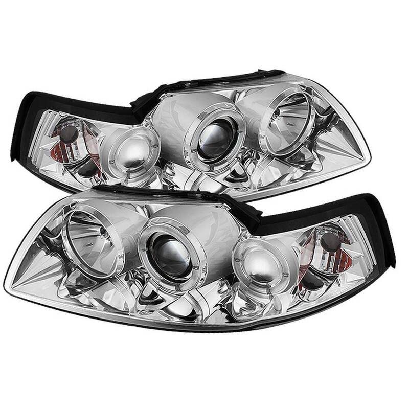 Spyder Auto Ford Mustang 99-04 Projector Headlights - LED Halo - Chrome - High H1 (Included) - Low H1 (Included) - 5010452