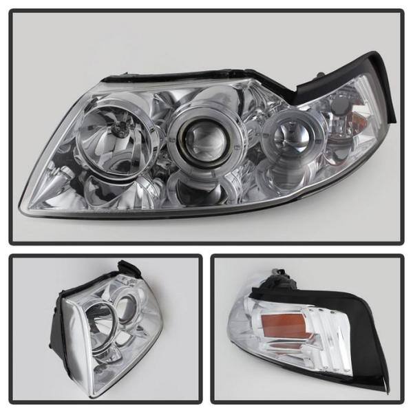 Spyder Auto Ford Mustang 99-04 Projector Headlights - LED Halo - Chrome - High H1 (Included) - Low H1 (Included) - 5010452