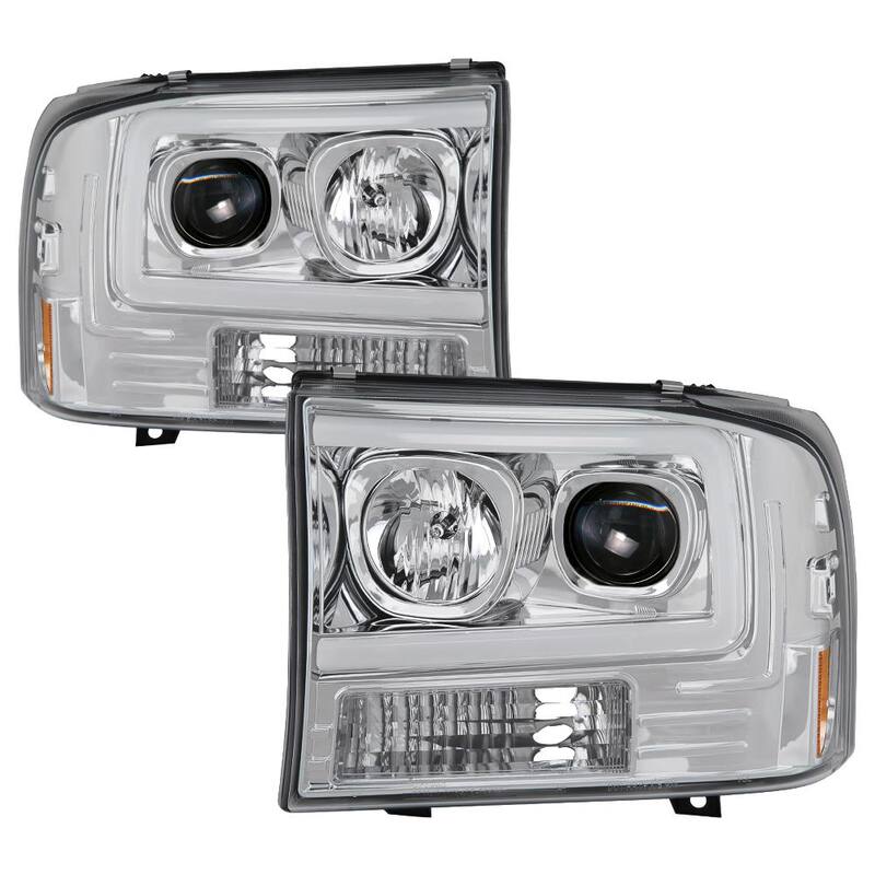 Spyder Auto Ford F250 Super Duty 99-04 / Ford Excursion 00-04 1PC Light Bar Projector Headlights - Chrome - 5084675