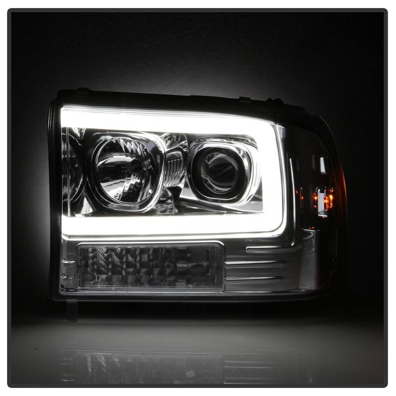 Spyder Auto Ford F250 Super Duty 99-04 / Ford Excursion 00-04 1PC Light Bar Projector Headlights - Chrome - 5084675