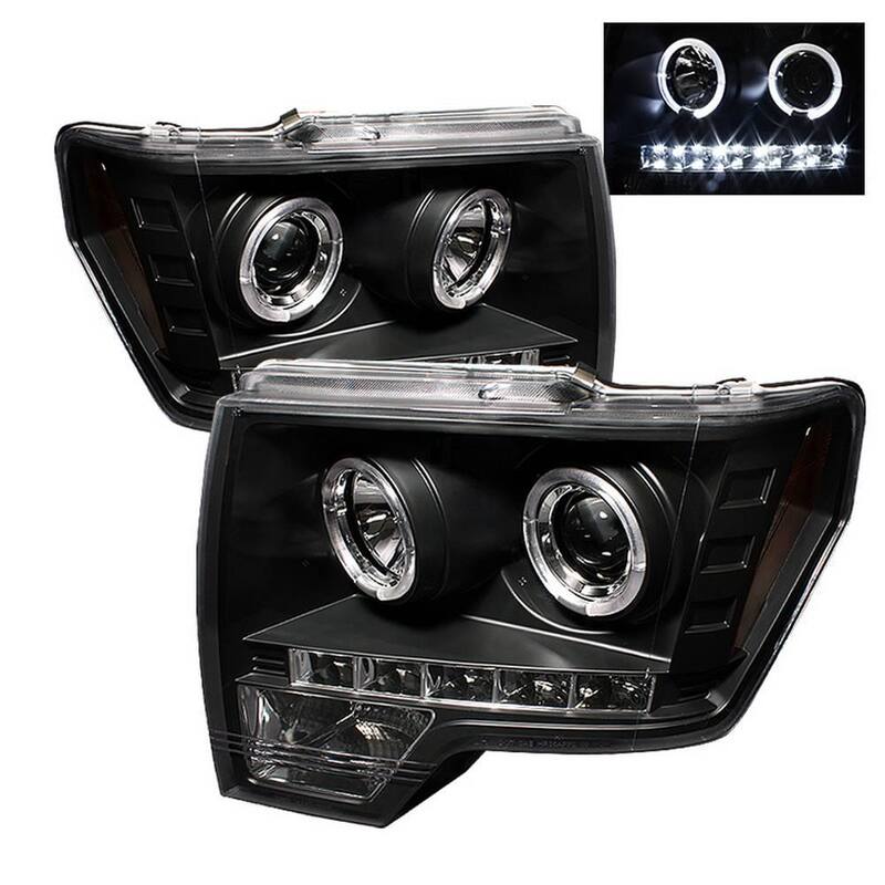 Spyder Auto Ford F150 09-14 Projector Headlights - Halogen Model Only - LED Halo - LED ( Replaceable LEDs ) - Black - 5010230