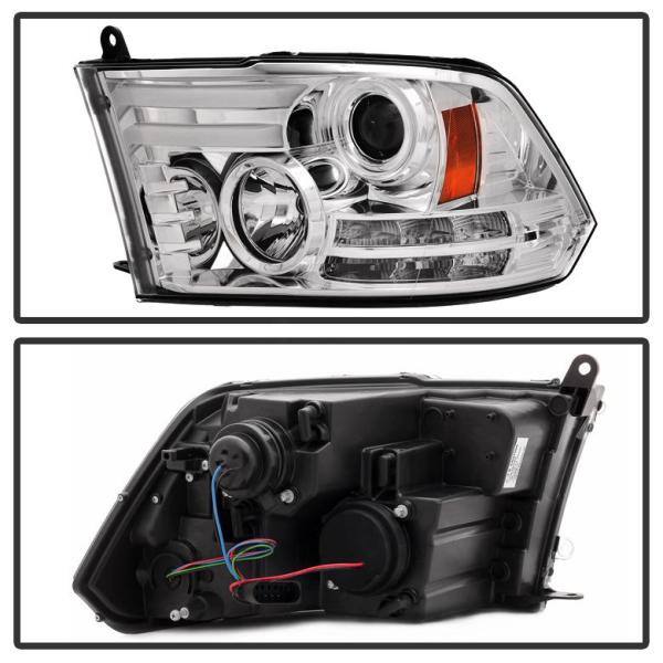 Spyder Auto Dodge Ram 1500/2500/3500 13-16 Projector Headlight(Not compatible on models wQuad Lamp Headlights)Light Bar DRL - Chrome - 5080905