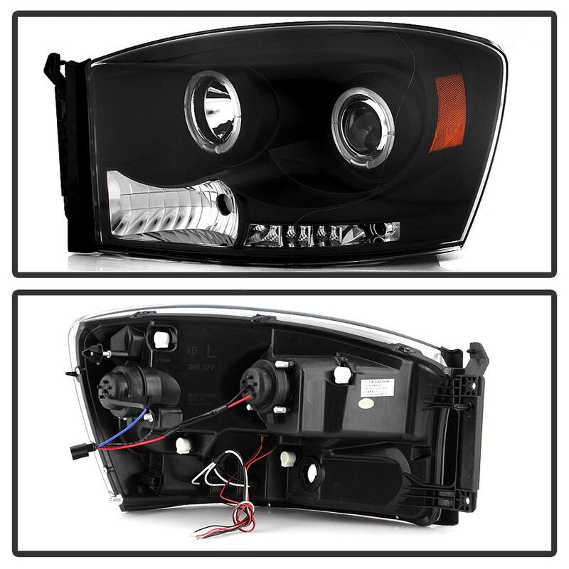 Spyder Auto Dodge Ram 1500 06-08 / Ram 2500/3500 06-09 Projector Headlights - LED Halo - LED ( Replaceable LEDs ) - Black - 5010001