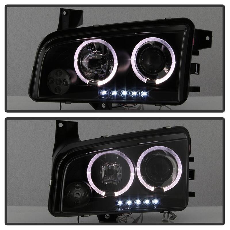 Spyder Auto Dodge Charger 06-10 Projector Headlights - Halogen Model Only - LED Halo - Black Smoke - 5078353